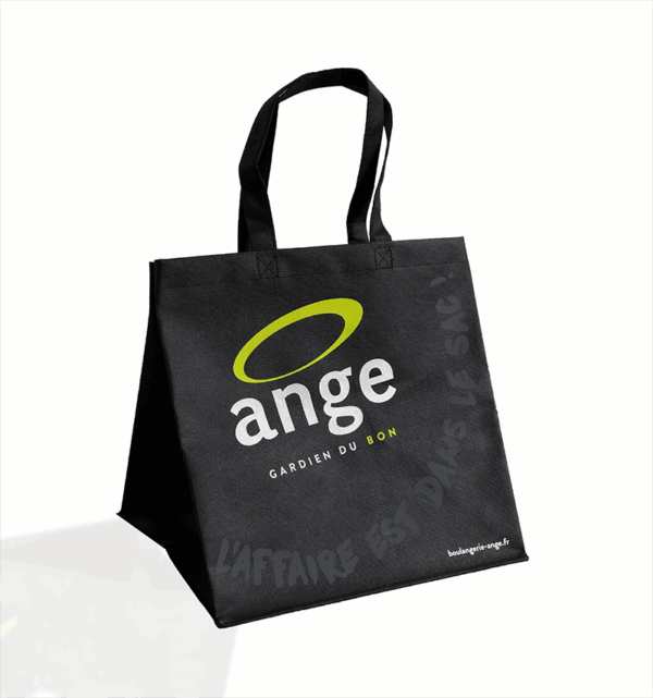 sac cabas polypropylene non tisse personnalisé ange avec soufflet