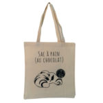 Tote bag en coton avec inscription "sac à pain (au chocolat) avec dessin d'un croissant