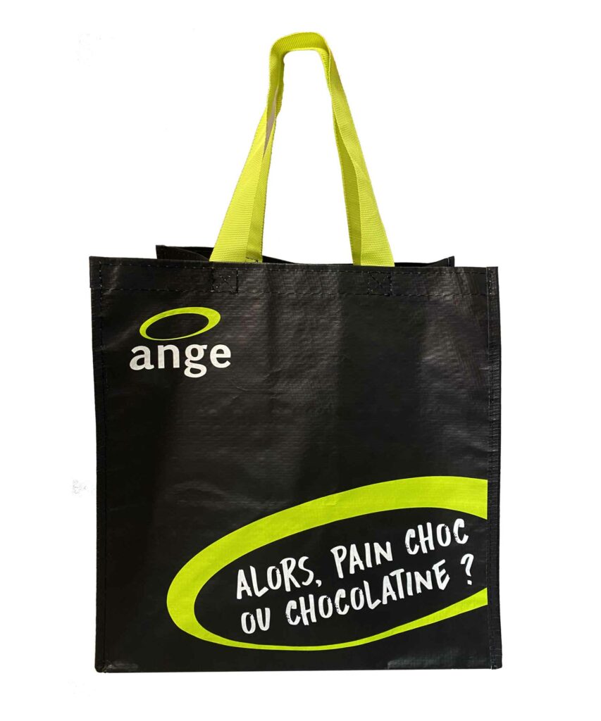 sac boulangerie ange polypro tissé noir anses vertes