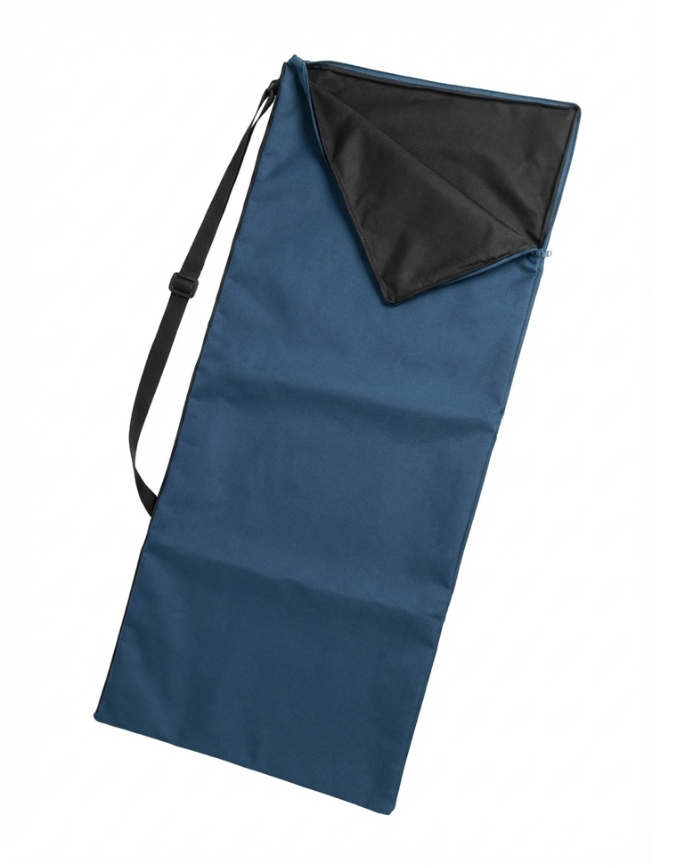 Housse de transport bleue pour prothèse fémorale ou tibiale avec fermeture éclair intégrale